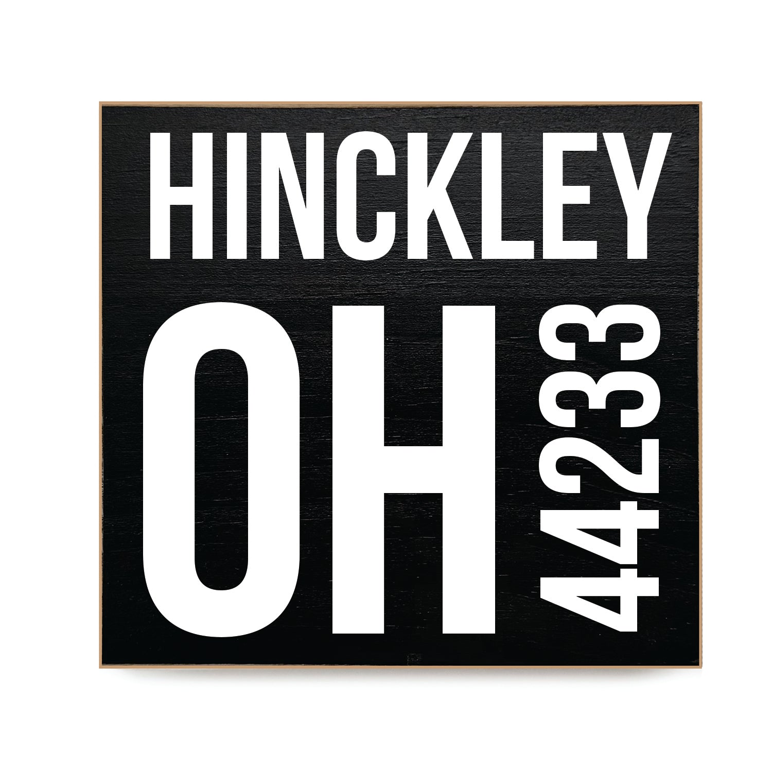 Location and Zipcode Custom Black Decorative Wooden Block