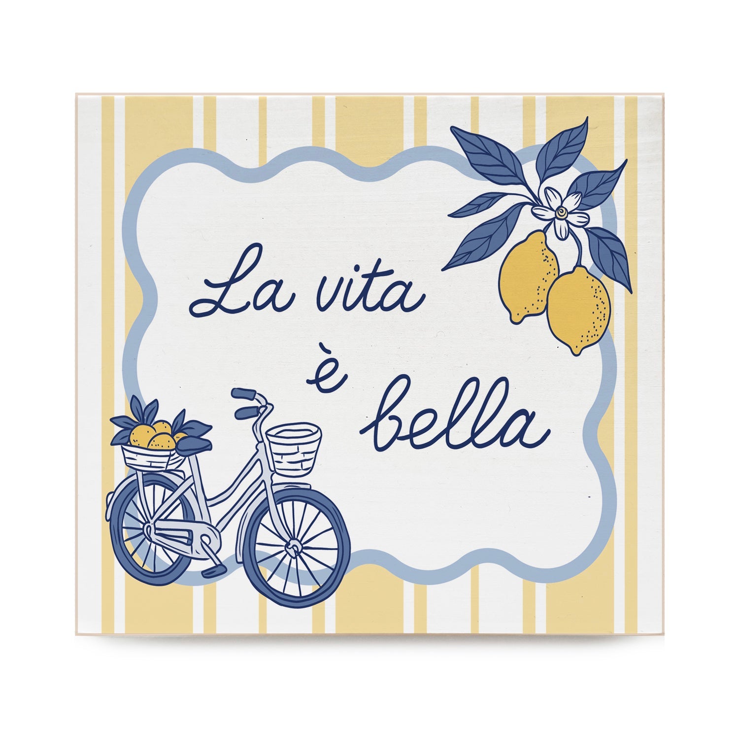 Italia La Vita e Bella Decorative Wooden Block