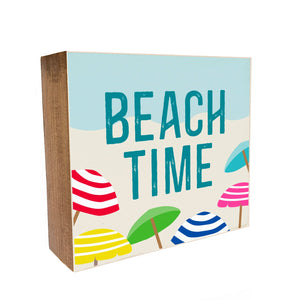 Summer Beach Time Decorative Wooden Block