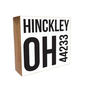 Location and Zipcode Custom Decorative Wooden Block