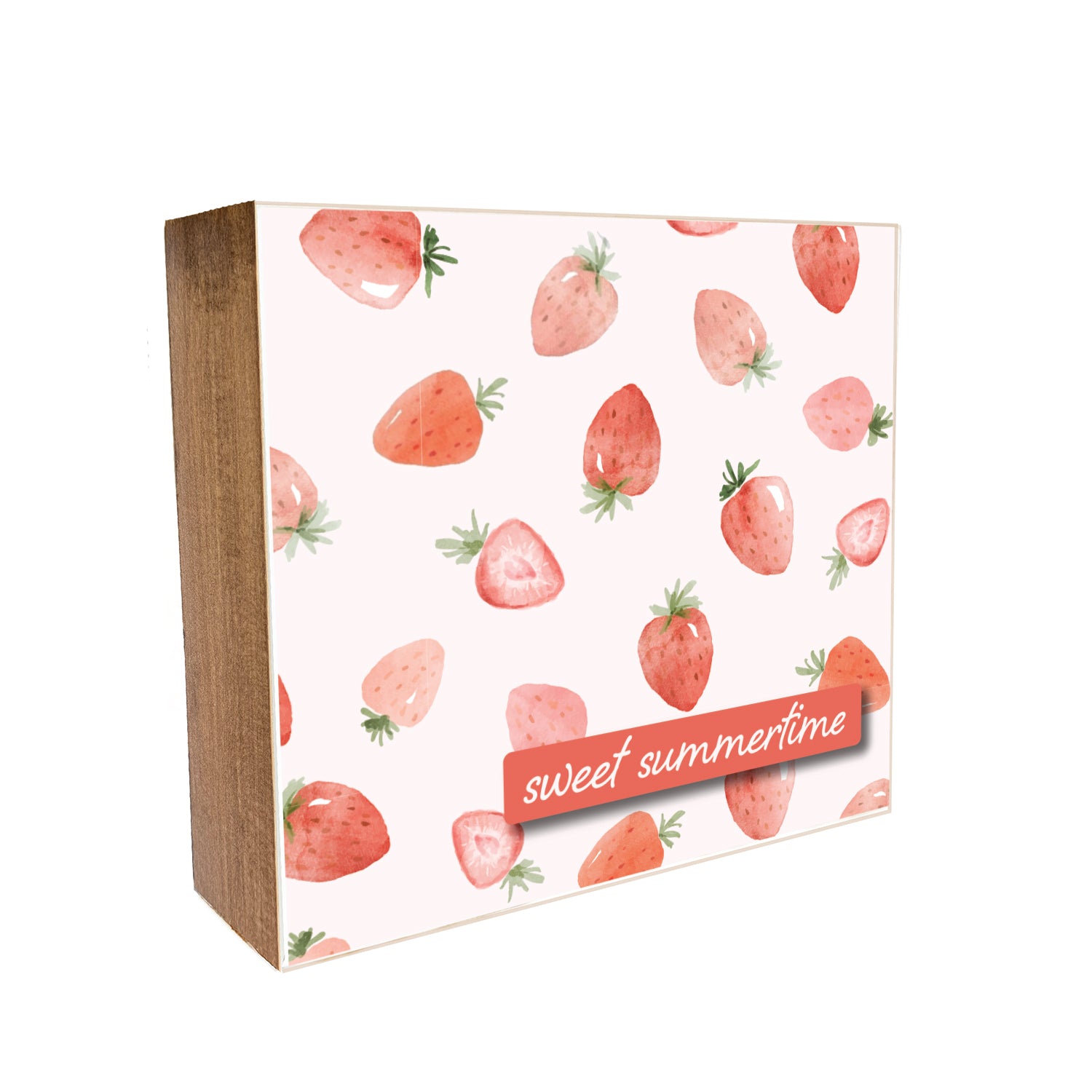 Sweet Summertime Strawberries Decorative Wooden Blocks