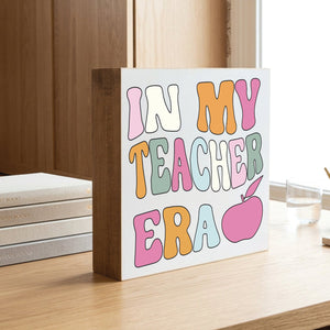In my Teacher Era (Pastel) Decorative Wooden Block