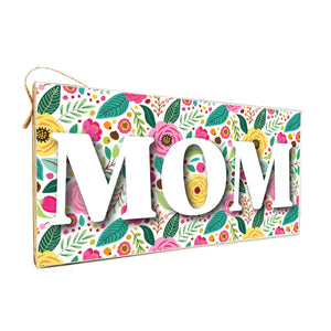 Floral MOM Twine Door Hang