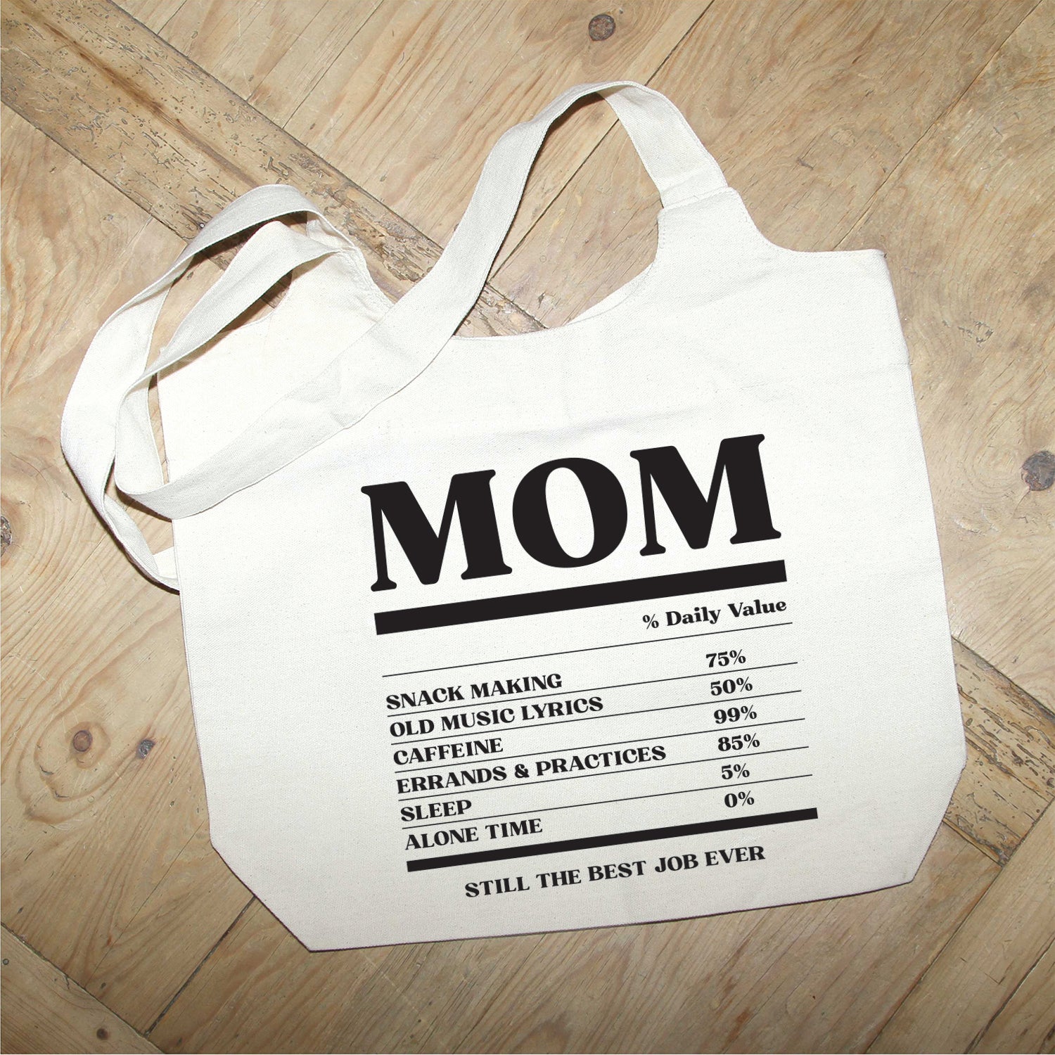 Mom % Daily Value MS Natural Tote Bag
