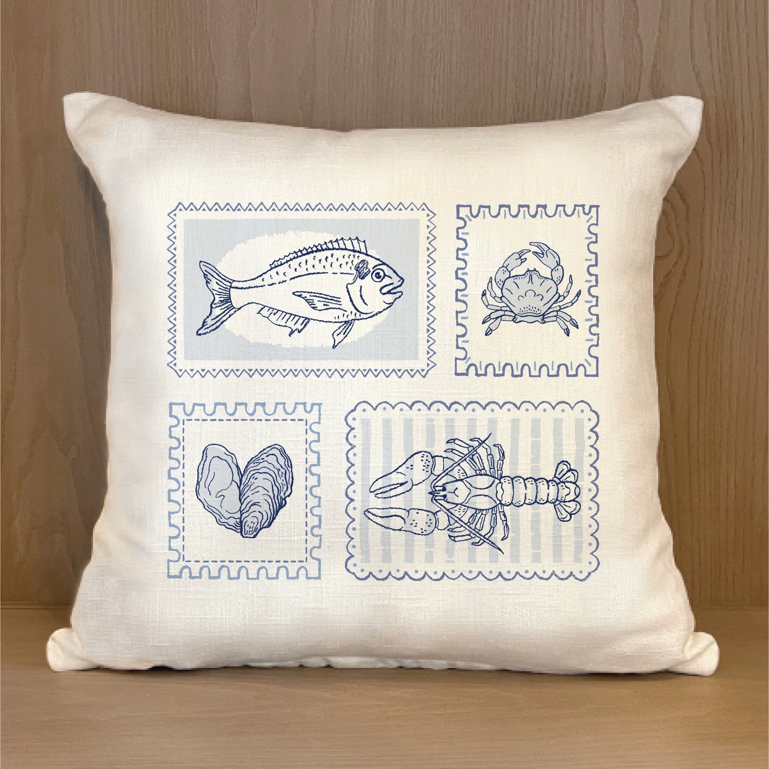 Italia Postage Stamps Natural Pillow Shell