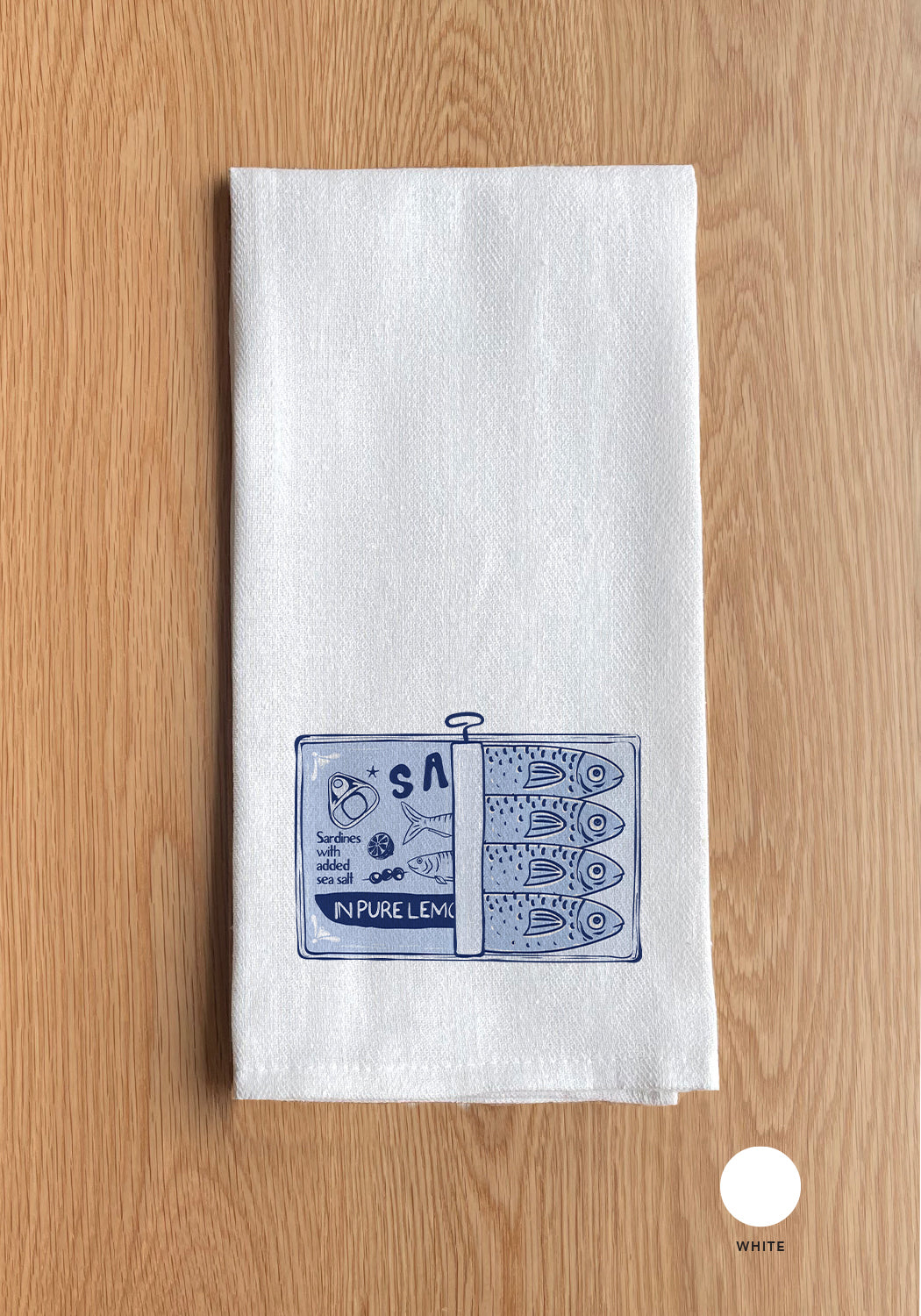 Italia Sardines White Kitchen Towel