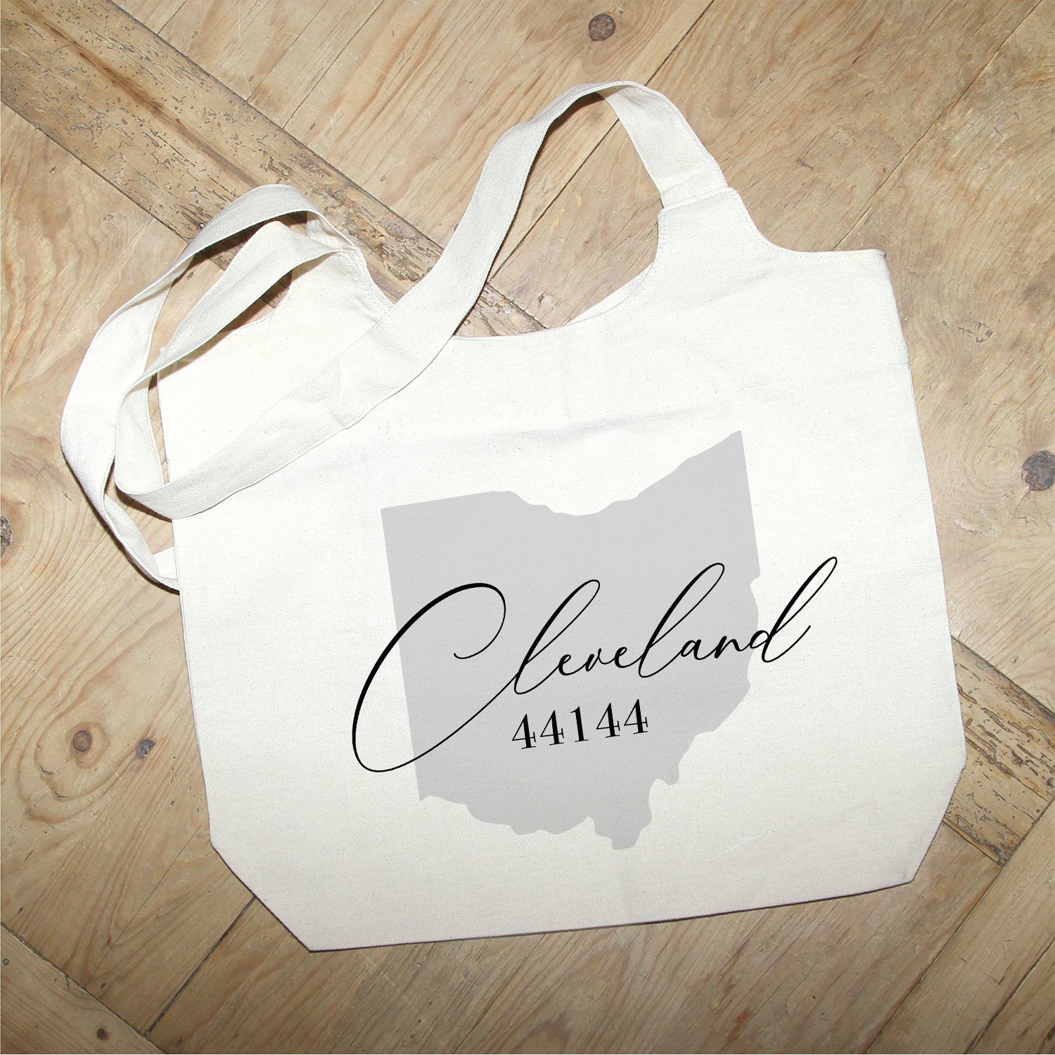 State Outline with City and Zipcode Custom Natural Tote Bag
