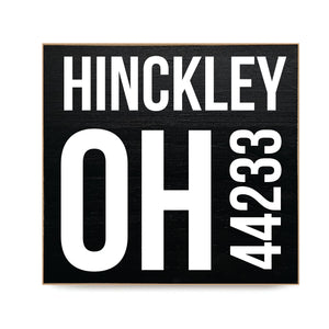 Location and Zipcode Custom Black Decorative Wooden Block