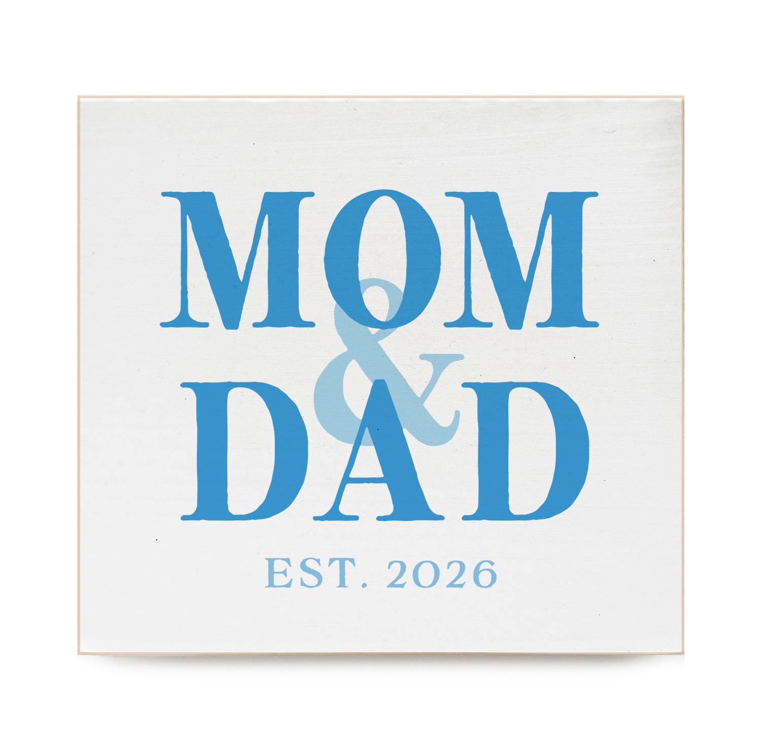 Mom & Dad Est. in Blue Decorative Wooden Block