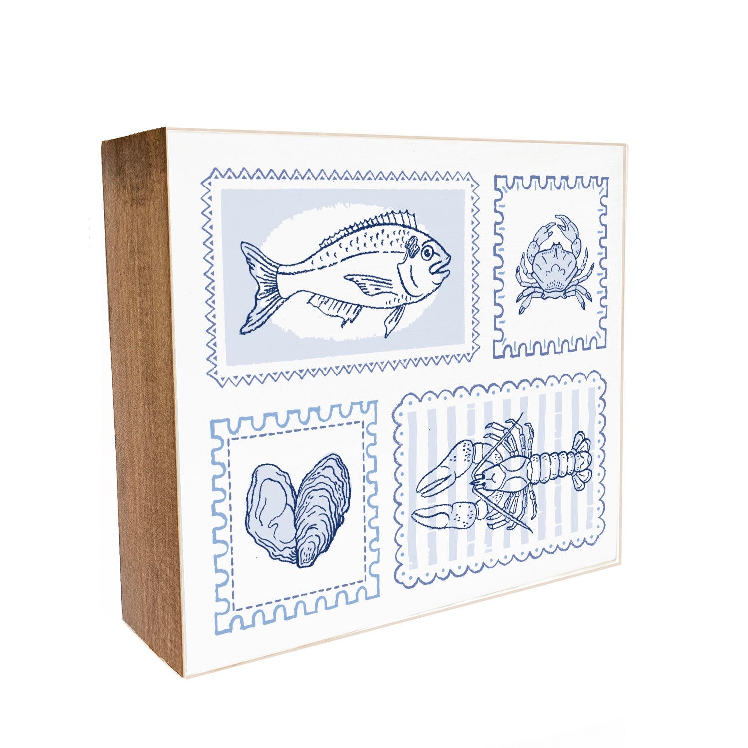 Italia Postage Stamps Decorative Wooden Block