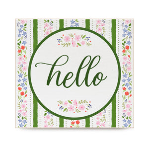 Summer Hello Floral Decorative Wooden Block