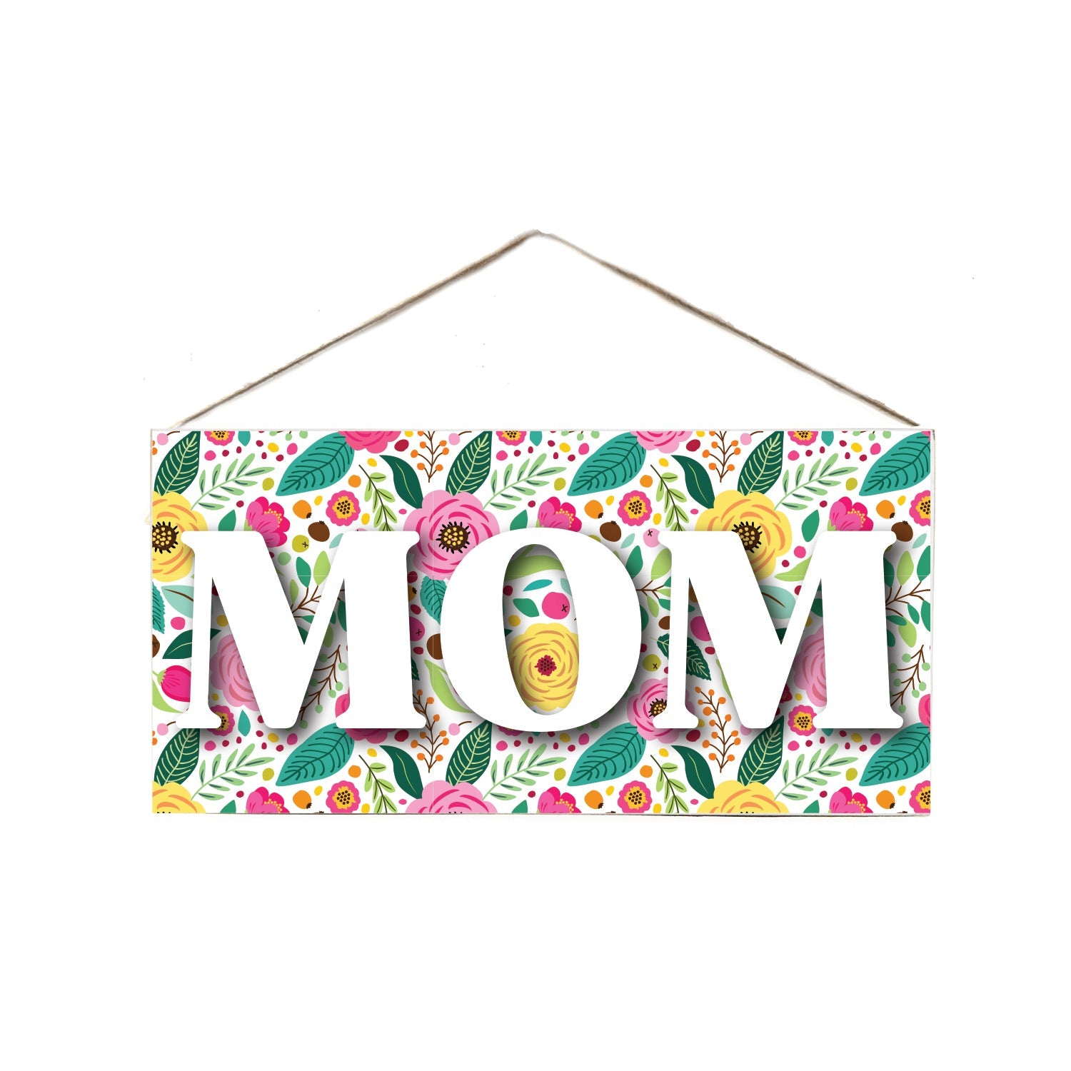Floral MOM Twine Door Hang