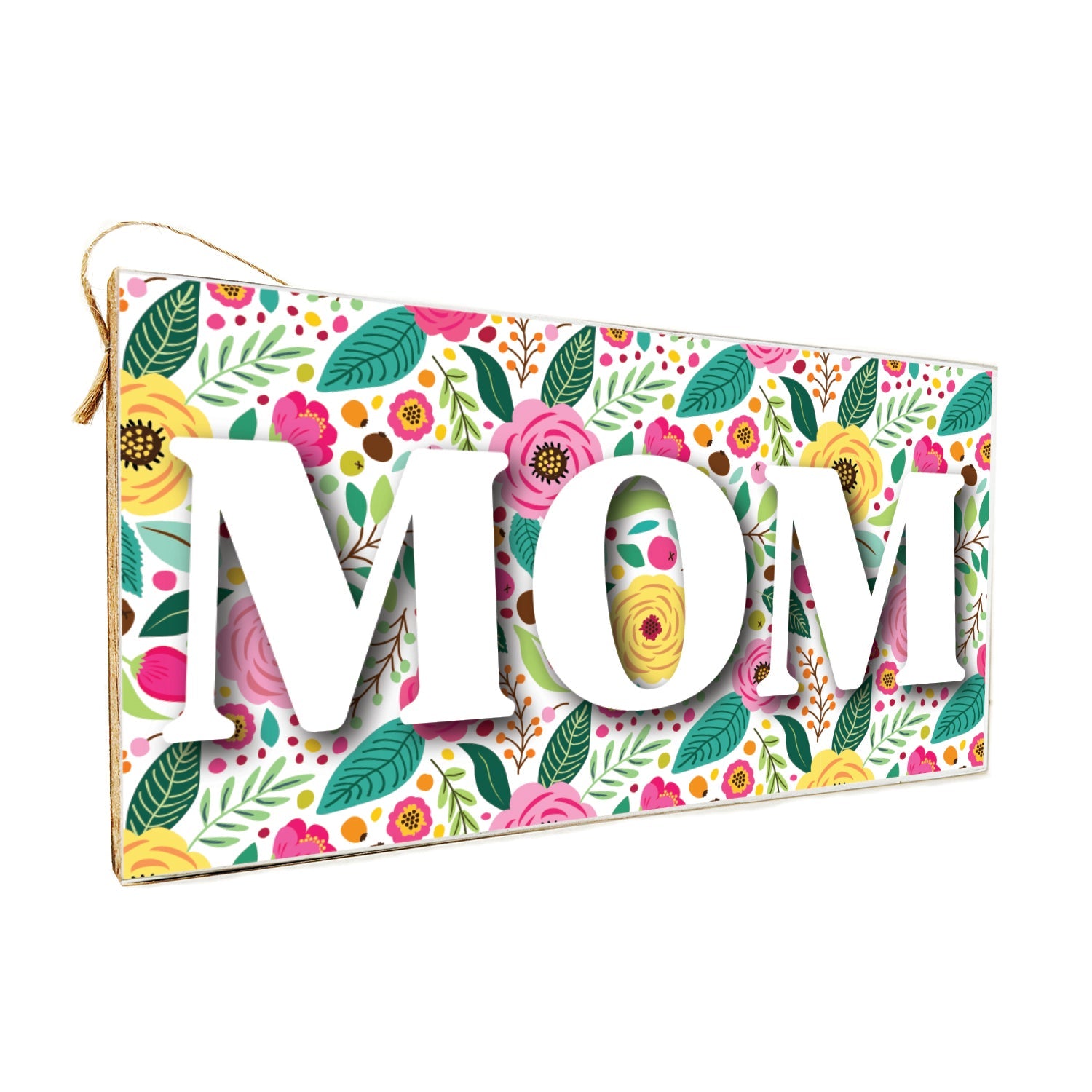 Floral MOM Twine Door Hang