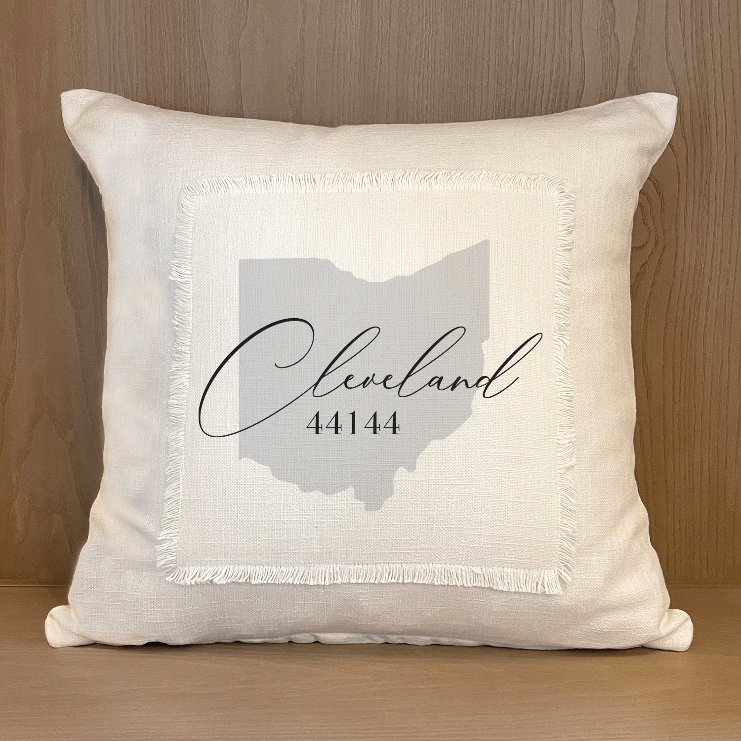 State Outline with City and Zipcode Custom MS Natural Pillow Shell