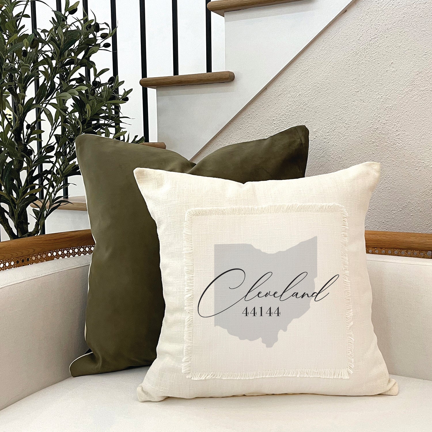 State Outline with City and Zipcode Custom MS Natural Pillow Shell