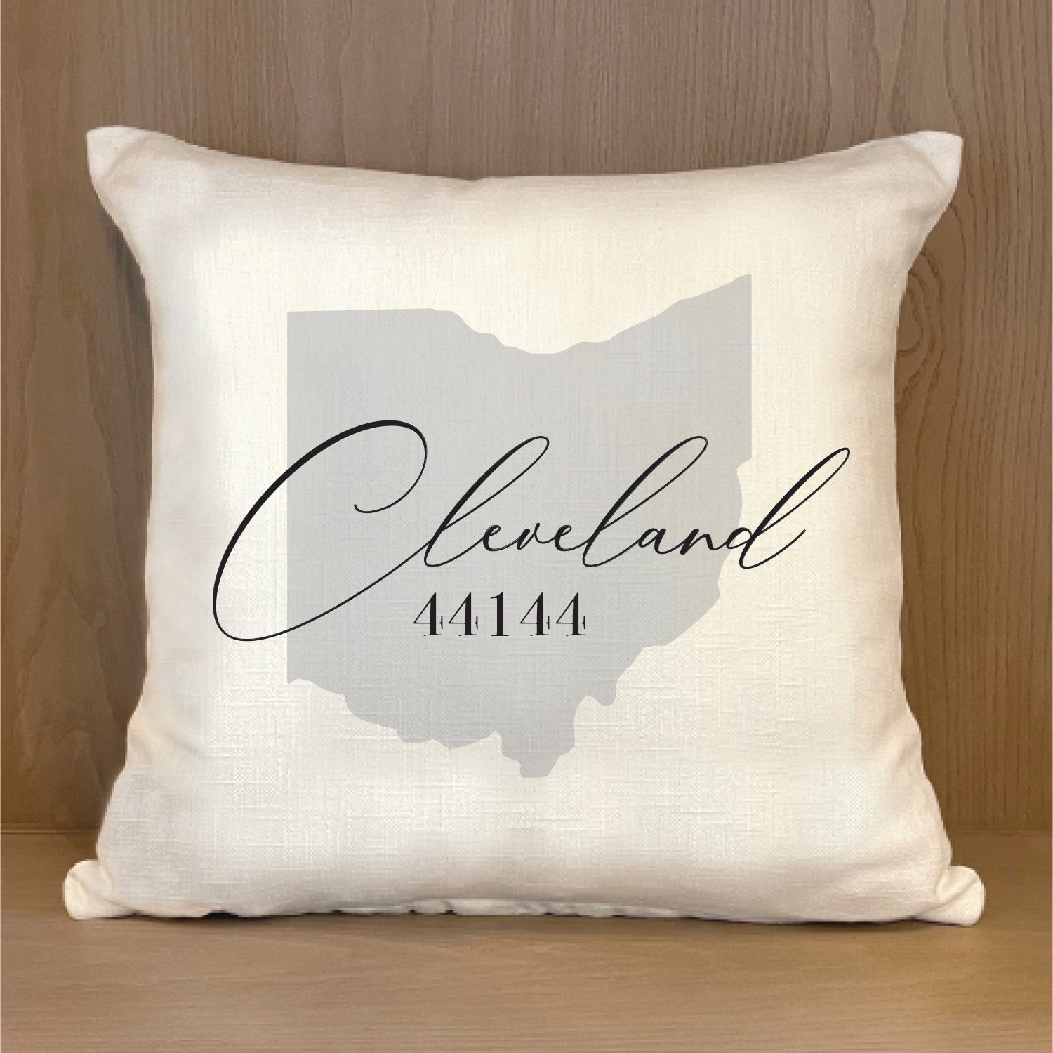 State Outline with City and Zipcode Custom Natural Pillow Shell