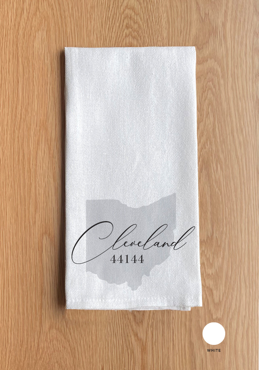 State Outline with City and Zipcode Custom White Kitchen Towel