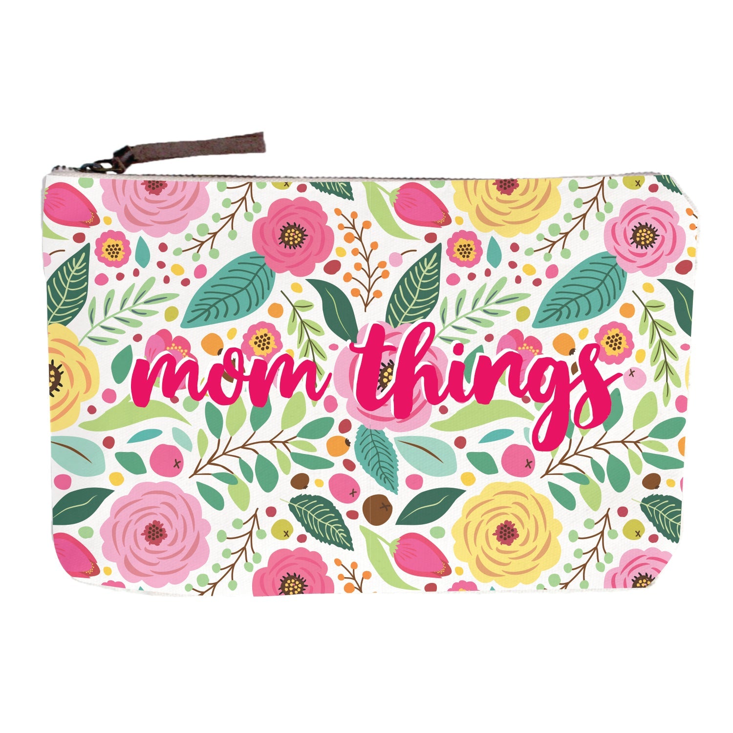 Mom Things with Floral Print Zip Pouch